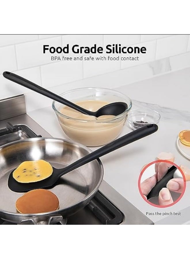 U-Taste 5-Piece Non-Stick Silicone Kitchen Utensil Set - Heat Resistant Cooking Tools including Spatula, Ladle, and Slotted Spoon - Black - Image 3